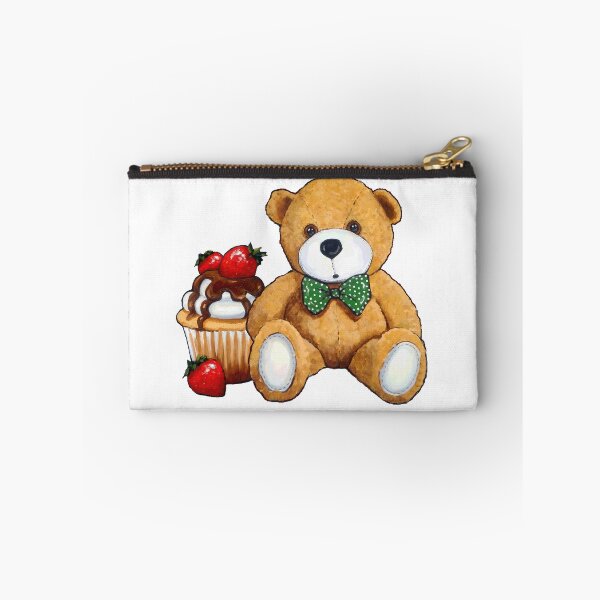 Item preview, Teddy Bear With Cupcake, Original Art, Whimsical, Berries designed and sold by JoyfulWhimsy.