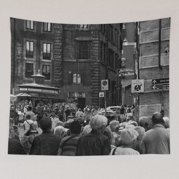 Item preview, Busy crowded street in Rome, Italy | Street & Travel Photography | Black & White Fine Art Photo designed and sold by Diana van Neck.