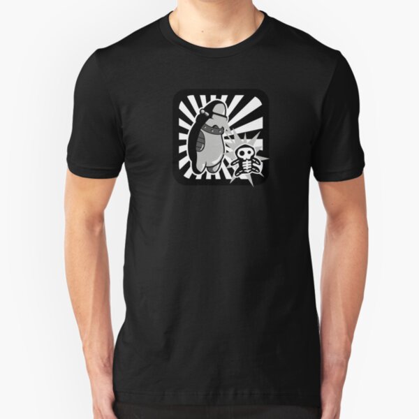 Robot with victim - noir style - sans text Slim Fit T-Shirt