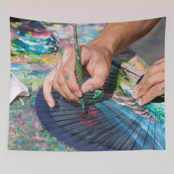 Item preview, Photo of street artist who paints a colorful fan in Rome, Italy | Street & Travel Photography designed and sold by Diana van Neck.