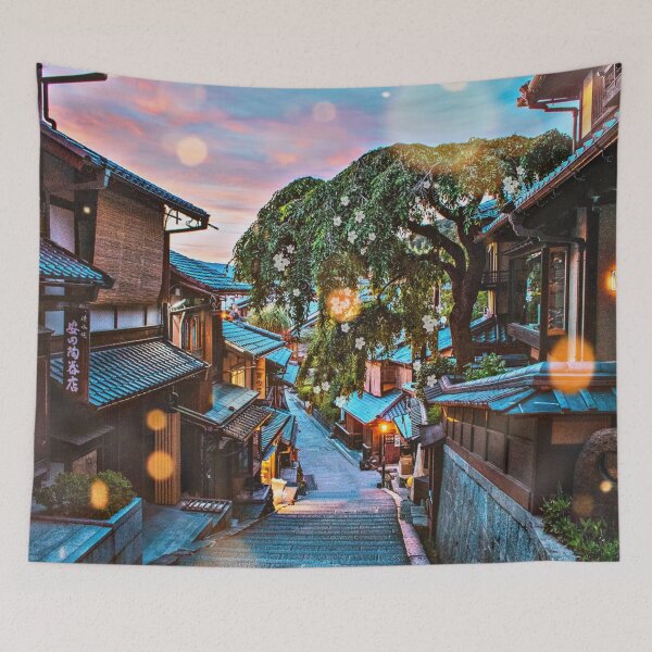 Item preview, Scenic Romantic Kyoto Ninenzaka Sannenzaka Higashiyama District atmospheric evening stroll through Japan's historic streets - Bokeh Light Leaks Artwork designed and sold by Cawaiico.