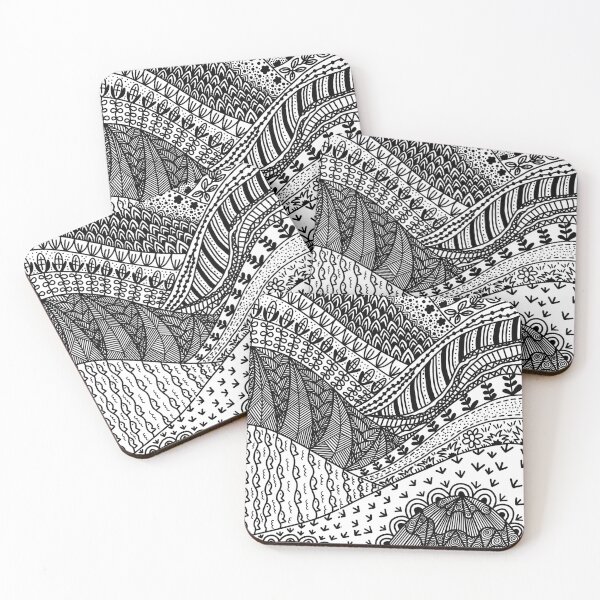 Item preview, zentangle black and white mountain designed and sold by Tina-studio.
