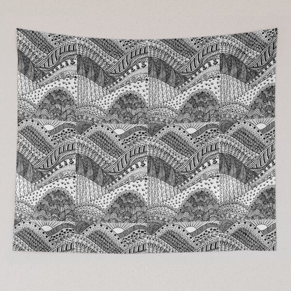 Item preview, zentangle black and white mountain designed and sold by Tina-studio.