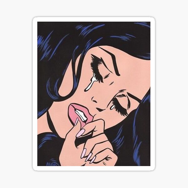 Side Cry Why comic kawaii pinup girl Sticker