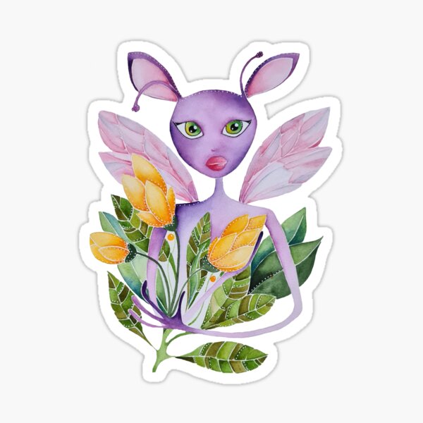 Flower loving purple critter Sticker