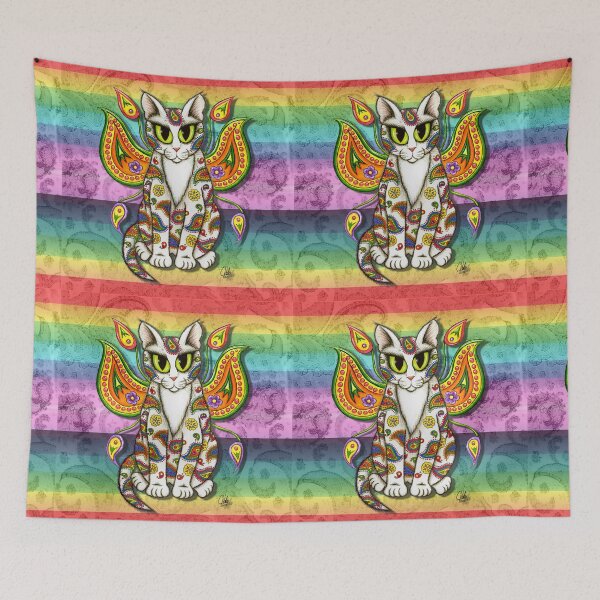 Item preview, Rainbow Paisley Fairy Cat designed and sold by tigerpixie.