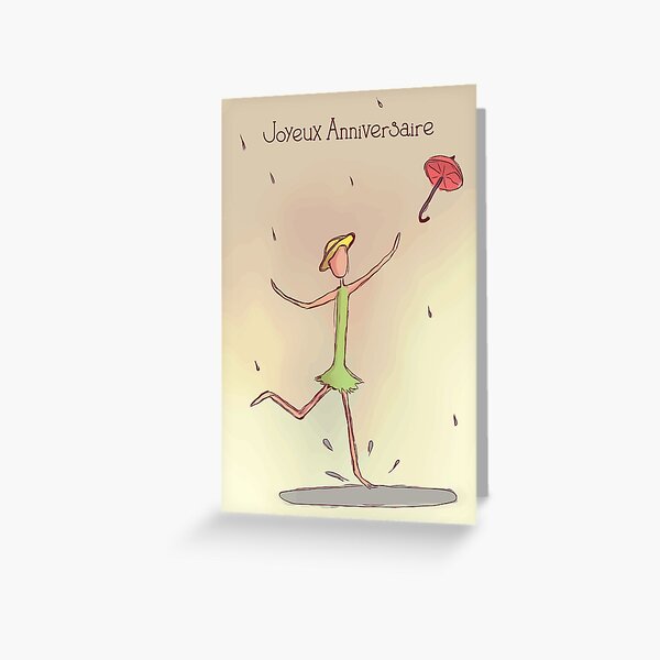 Item preview, French birthday card with text in french (carte d'anniversaire - joyeux anniversaire) designed and sold by Pommallina.