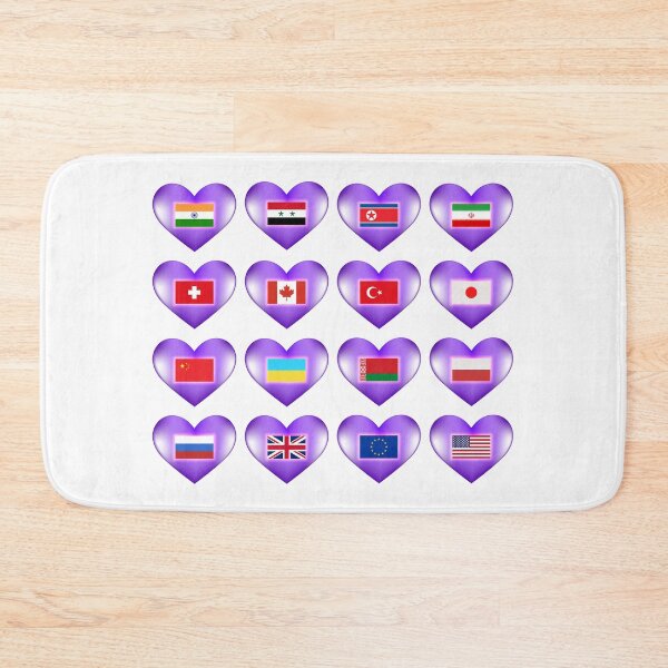 Item preview, Set of flags of different countries of the world on purple hearts with a bright glow. USA, UK, Canada, EU, etc. designed and sold by GAleksS.