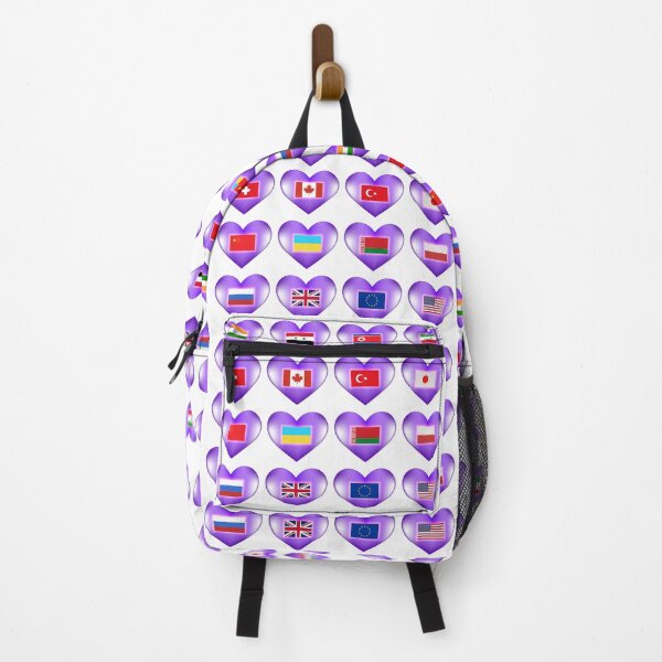 Item preview, Set of flags of different countries of the world on purple hearts with a bright glow. USA, UK, Canada, EU, etc. designed and sold by GAleksS.