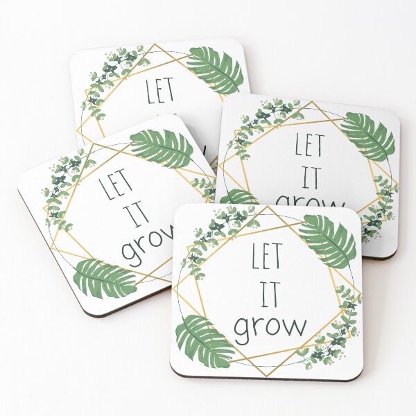 Item preview, Let It Grow Green and Gold Quote Mantra Plant Leaf Flower Design designed and sold by TacoRose.