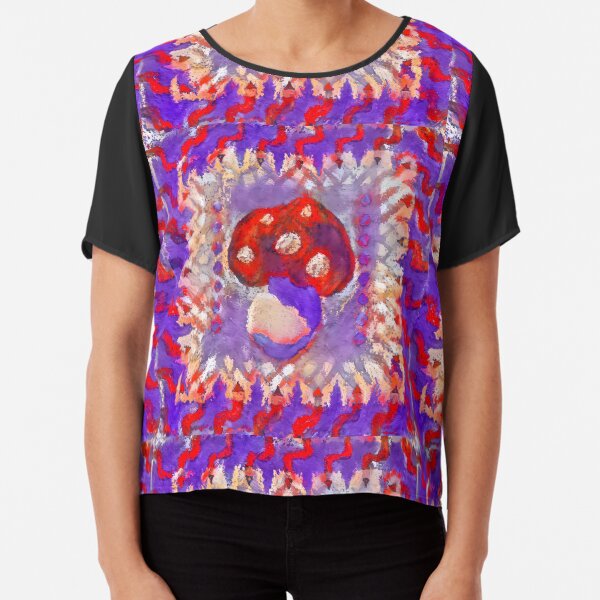 Psychedelic Chalk Pastel Mushroom Chiffon Top
