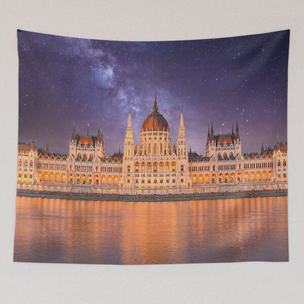 Item preview, Hungarian Parliament at night in Budapest, Hungary designed and sold by mitzobs.