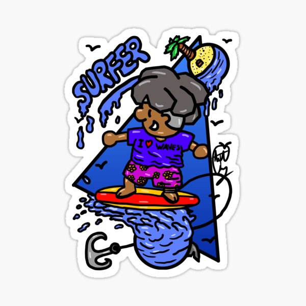 Cute cartoon character Denson (Surfer) Sticker