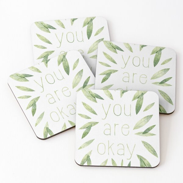 Item preview, You are okay. Botanical illustration green pencil drawn lettering. designed and sold by helga-wigandt.