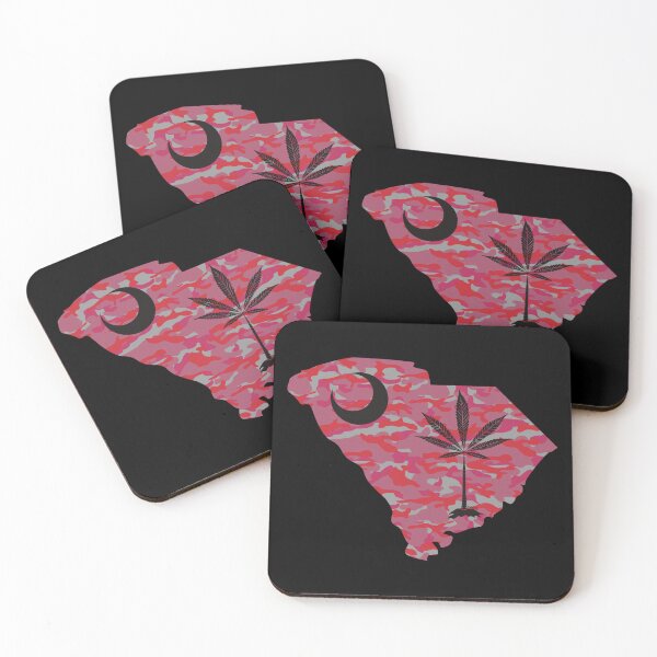 Item preview, Dark Pink Camouflage South Carolina State Flag Stoner Parody-Marijuana Leaf designed and sold by YomeHayin.