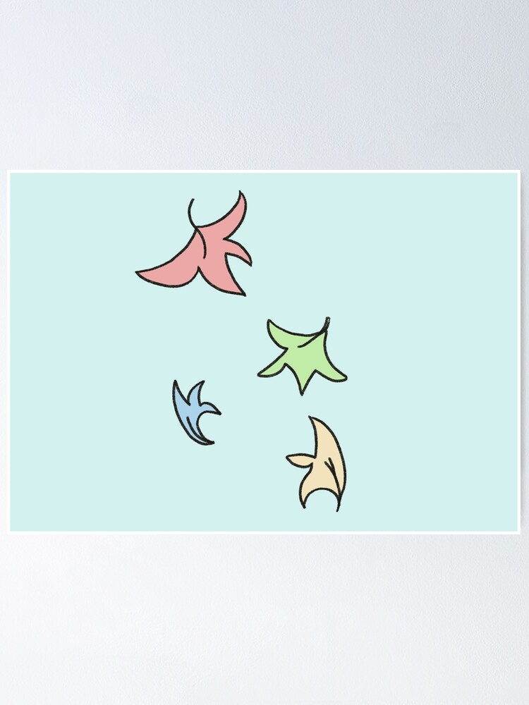 "Heartstopper Red, Green, Blue and Yellow Leaves" Poster by