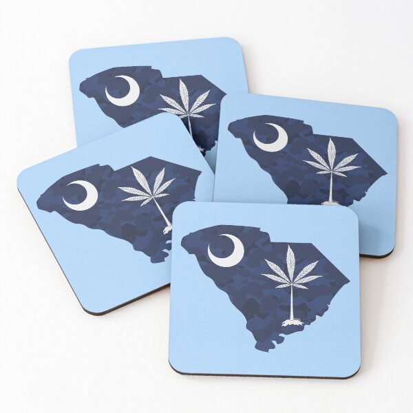 Item preview, Dark Blue Camouflage South Carolina State Flag Stoner Parody-Marijuana Leaf designed and sold by YomeHayin.
