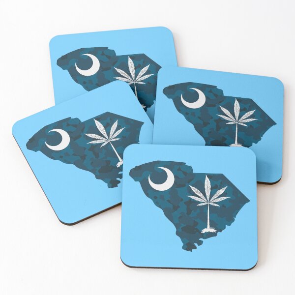 Item preview, Blue Camouflage South Carolina State Flag Stoner Parody-Marijuana Leaf designed and sold by YomeHayin.