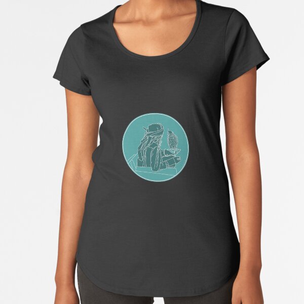 Turquoise_ Arab man with falcon Premium Scoop T-Shirt