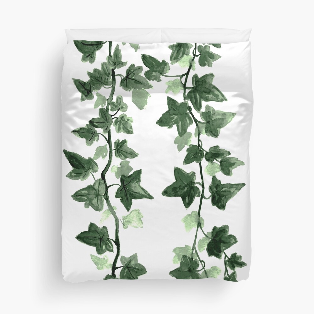 Ivy Painting Ivy Watercolour Painting Ivy Art Print Green Wall Decoration Ivy Green Giclee Fine Art Print Duvet Cover