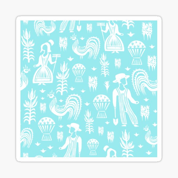 Item preview, Midcentury Butterprint Amish Folk Art in White and Turquoise Vintage Dishes designed and sold by KrisInStitches.