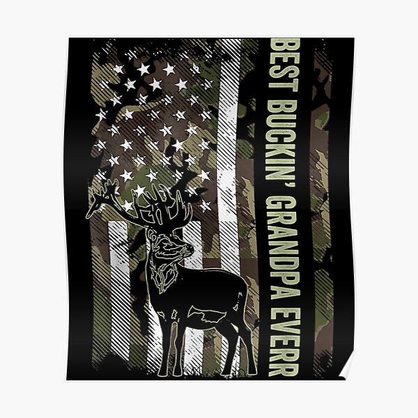 Best Buckin Grandpa Ever Camo American Flag Deer Hunting T Shirt