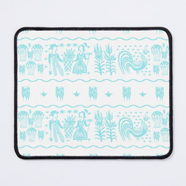 Item preview, Midcentury Butterprint Amish Folk Art in White and Turquoise Vintage Dishes designed and sold by KrisInStitches.
