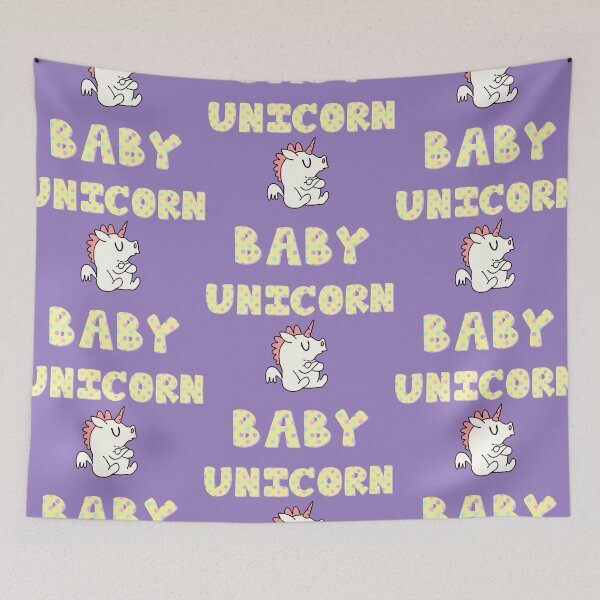 Item preview, Super cute, grumpy white baby unicorn and yellow typography with pastel spots, for adults and kids   designed and sold by haRexia.