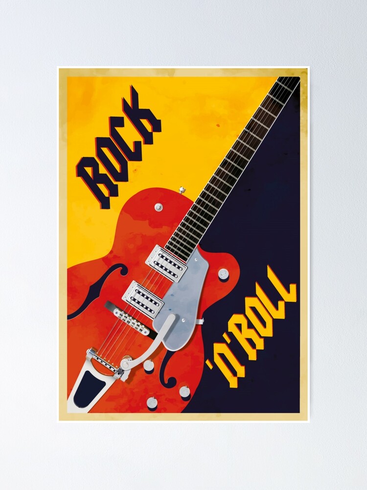 "Rock'n'Roll Vintage guitar Poster" Poster for Sale by JakubMat Redbubble