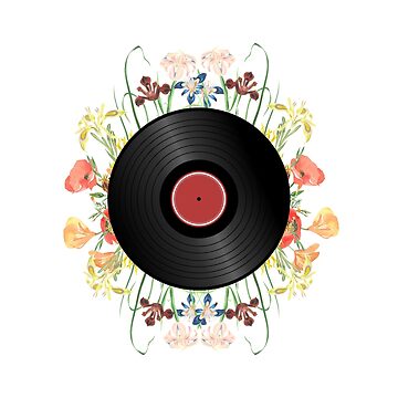 Vinyl popular Record with Flowers Embroidery