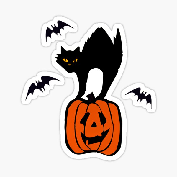 Chat effrayé sur la citrouille Sticker