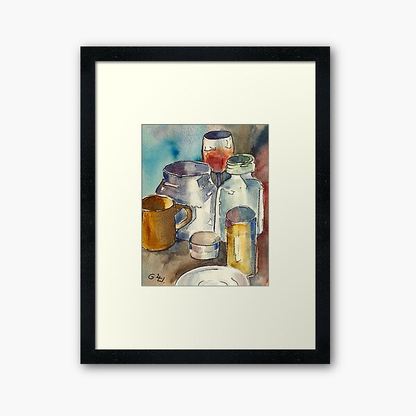 Still Life with Wine Glass Framed Art Print