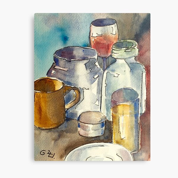 Still Life with Wine Glass Metal Print