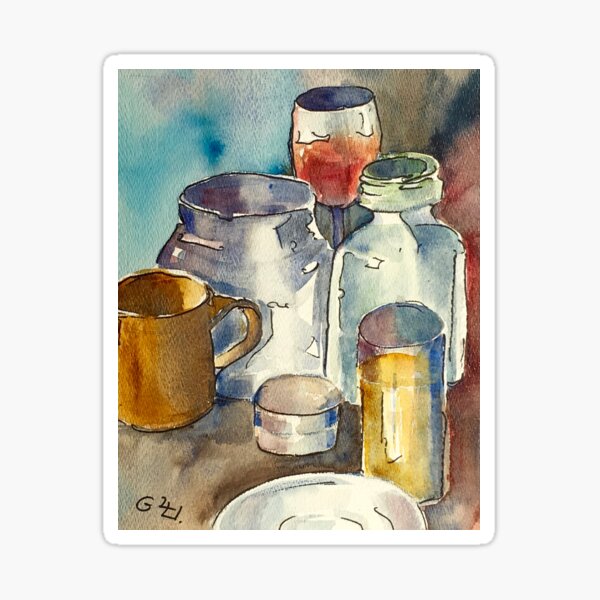 Still Life with Wine Glass Sticker