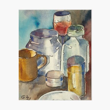 Still Life with Wine Glass Art Board Print