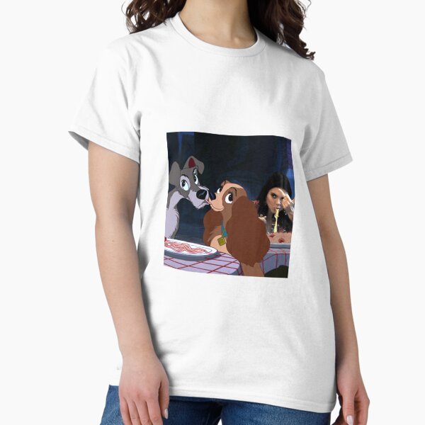 Tシャツ・カットソー RONRON PASTA LADY AND THE TRAMP OVER FIT T SHIRT WHITE DS24B PASTA LADY AND THE TRAMP OVER FIT T SHIRT BLACK - RONRON 론론
