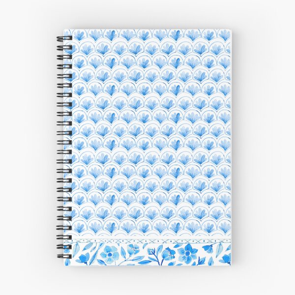 Item preview, Vieiras acuarela azul y blanco con borde floral designed and sold by nilaskiesstudio.
