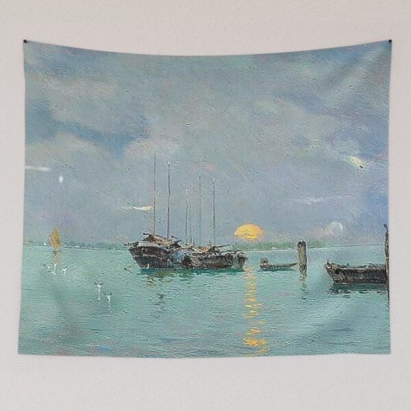 Item preview, Tranquil Waters: Serene Boats at the Pier designed and sold by SweetMySpot.