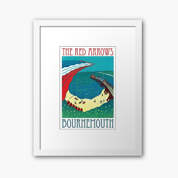 Red Arrows, Bournemouth - Original Linocut by Francesca Whetnall Framed Art Print