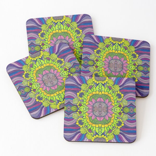 Item preview, Trippy Hippie Flowers Marigolds Sunflowers Psychedelic Art designed and sold by vivacandita.