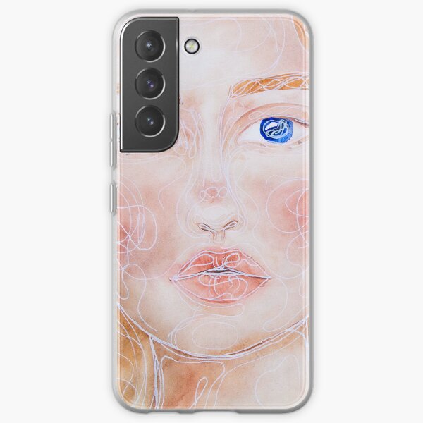 Line art portrait in watercolour Samsung Galaxy Soft Case