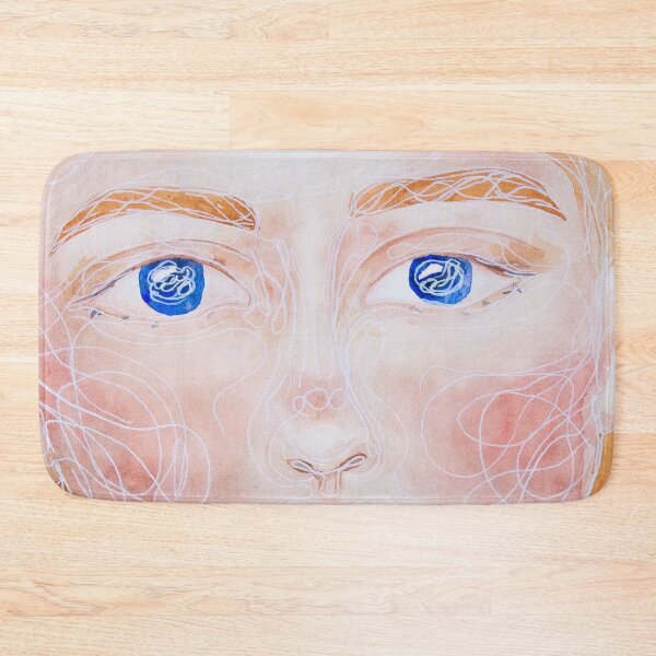 Line art portrait in watercolour Bath Mat