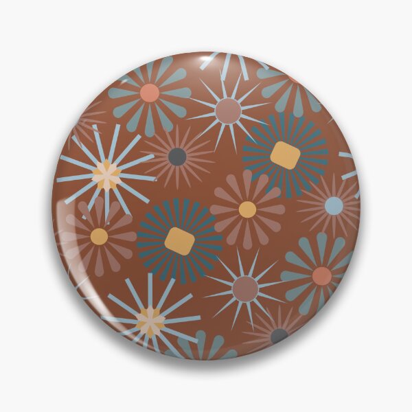 Item preview, Boho Flower Design in Orange Brown and Blue designed and sold by LookieLooArt.