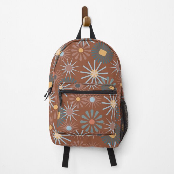 Item preview, Boho Flower Design in Orange Brown and Blue designed and sold by LookieLooArt.