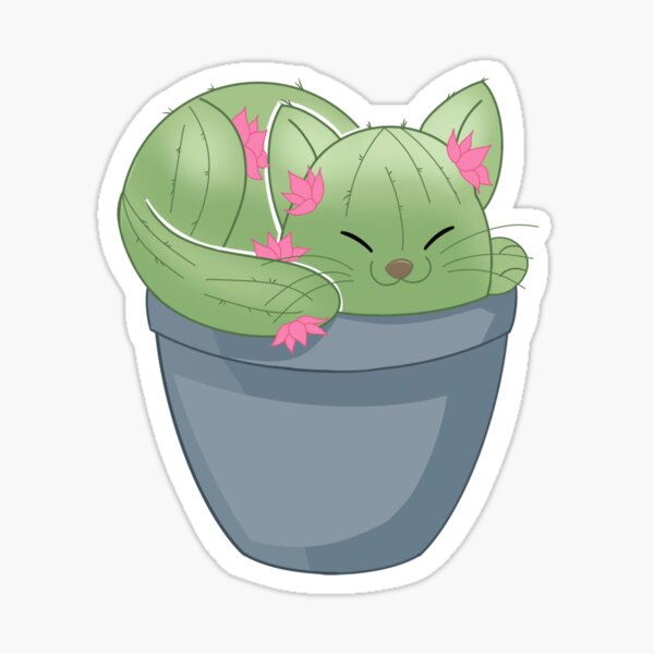 Cactus cat webkinz in a pot Sticker