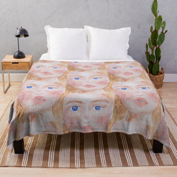 Line art portrait in watercolour Throw Blanket