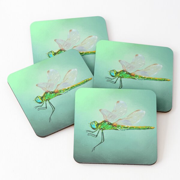 Item preview, Flying green dragonfly painting. Colourful dragonfly art. Dragonfly gift designed and sold by PlumpPlumStudio.