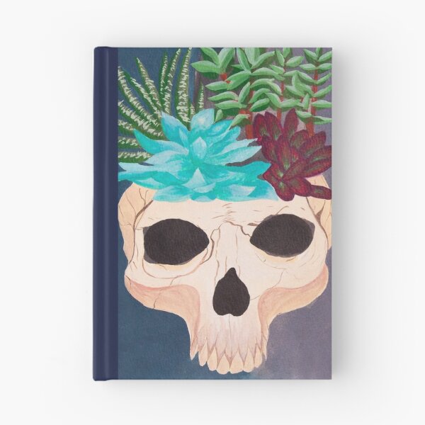 Item preview, Skull filled with succulents in Gouache designed and sold by Chantellearts.