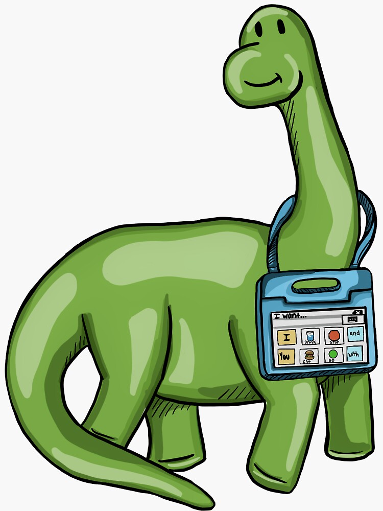 Discover Green Dino with AAC Ipad Sticker