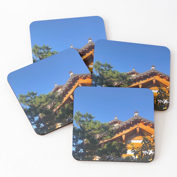 Item preview, Eunpyeong Hanok Roof Amidst Evergreen Trees - Seoul Photographs designed and sold by YemmyZImages.